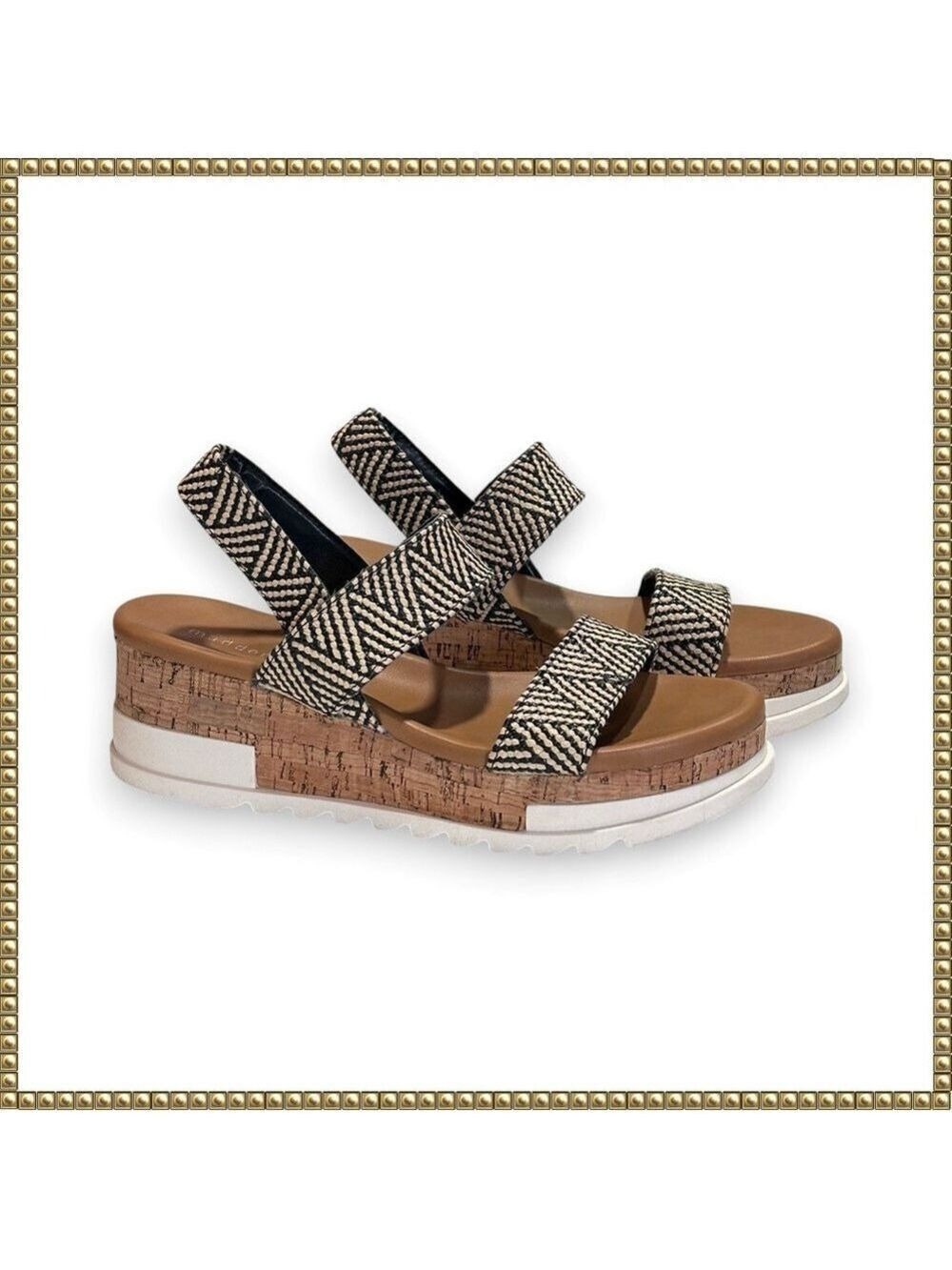 Madden Girl Black & White Chevron Cork Platform Sandals